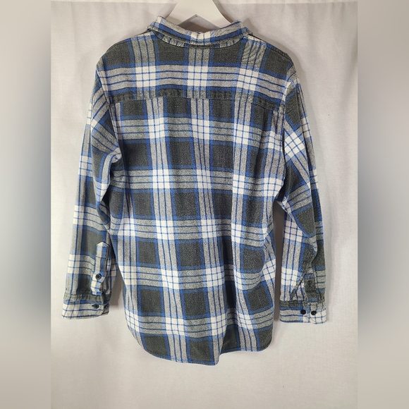 Vintage Coleman Flannel Blue Plaid Shirt Mens Large Long Sleeve Button Down - Picture 3 of 3